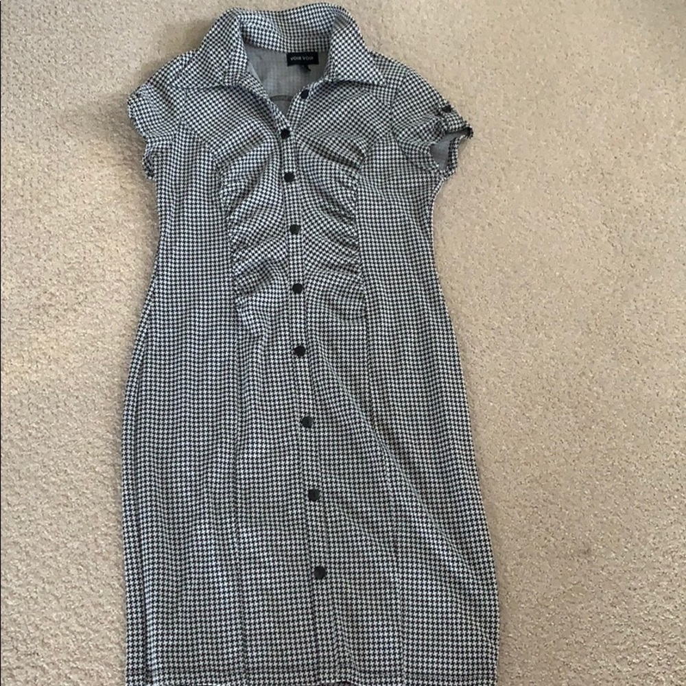 Voir voir houndstooth stretch dress